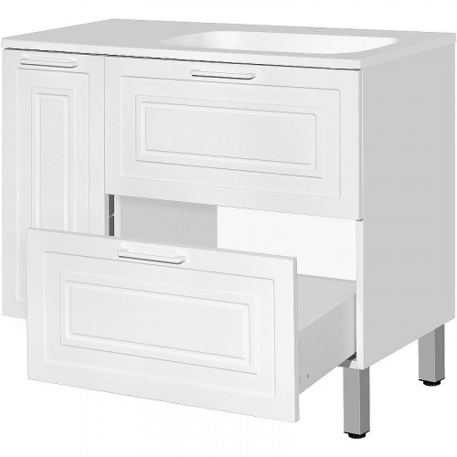 Тумба под раковину Style Line Альба 90 R Люкс Plus ЛС-000010054 Белая МДФ / ЛДСП