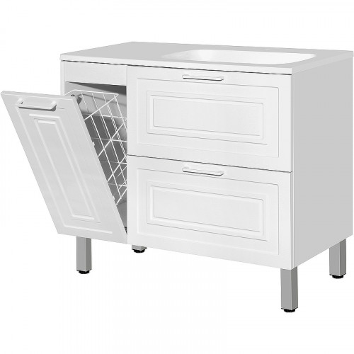 Тумба под раковину Style Line Альба 90 R Люкс Plus ЛС-000010054 Белая МДФ / ЛДСП