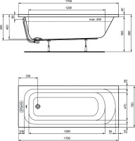 Акриловая ванна Ideal Standard Simplicity 170x70 W004401 без гидромассажа