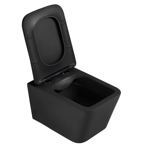 Комплект унитаза Abber Rechteck AC1201MB-AC0105-AC0121MW с сиденьем Микролифт и клавишей смыва цвет Белая матовая