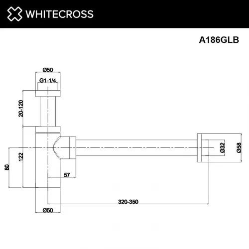 Сифон для раковины Whitecross x A186GLB цвет Золото брашированное
