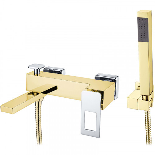 Смеситель для ванны Boheme Q 143-GCR Золото Хром латунь на стену