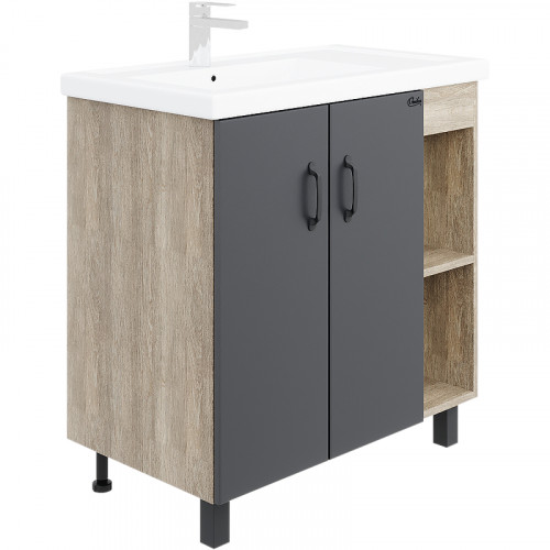 Тумба под раковину Onika Тимбер 80.10 108046 Серый матовый Дуб сонома МДФ / ЛДСП