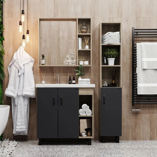 Тумба под раковину Onika Тимбер 80.10 108046 Серый матовый Дуб сонома МДФ / ЛДСП