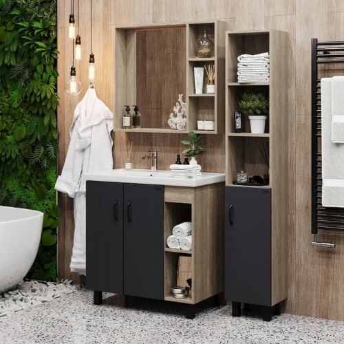 Тумба под раковину Onika Тимбер 80.10 108046 Серый матовый Дуб сонома МДФ / ЛДСП