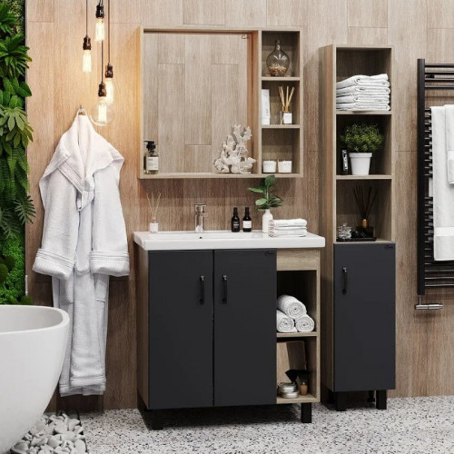 Тумба под раковину Onika Тимбер 80.10 108046 Серый матовый Дуб сонома МДФ / ЛДСП