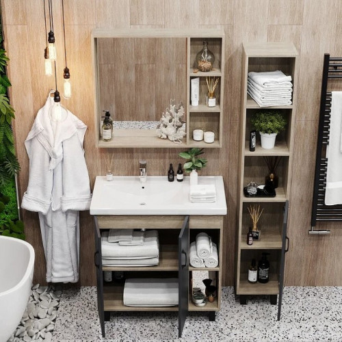 Тумба под раковину Onika Тимбер 80.10 108046 Серый матовый Дуб сонома МДФ / ЛДСП