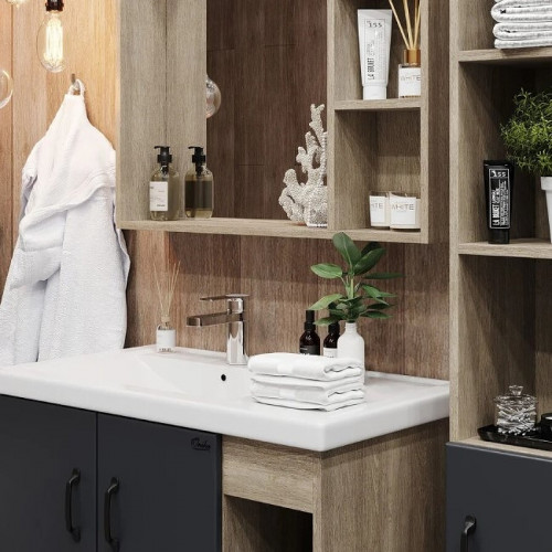 Тумба под раковину Onika Тимбер 80.10 108046 Серый матовый Дуб сонома МДФ / ЛДСП