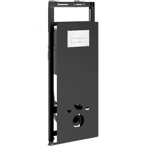 Инсталляция WasserKRAFT Salm 27TLT.010.ME.BL.WH03 для унитаза Черное стекло с Белой клавишей смыва
