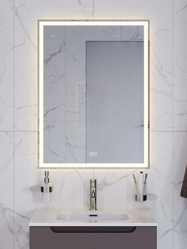 Зеркало BelBagno 60 SPC-GRT-600-800-LED-3000K-TCH-WARM с подсветкой с сенсорным выключателем и подогревом