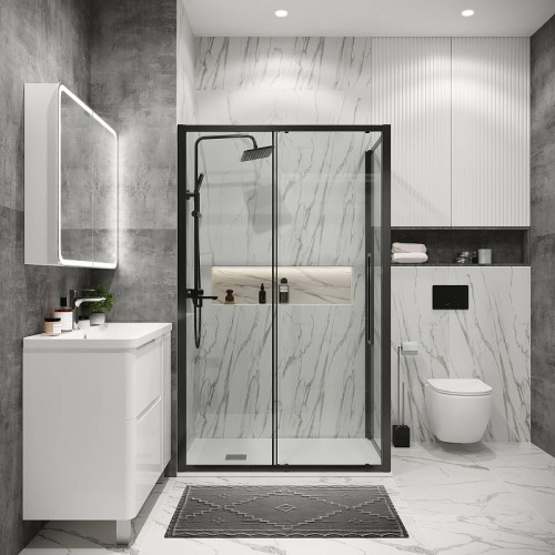 Душевая стенка Grossman Cosmo 100 200.K33.02.100.42.00 профиль Графит сатин стекло прозрачное