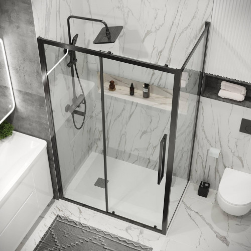 Душевая стенка Grossman Cosmo 100 200.K33.02.100.42.00 профиль Графит сатин стекло прозрачное