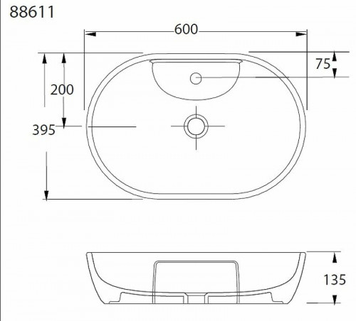 Раковина-чаша beWash Bogen 60 88611114 Белая матовая фарфор накладная