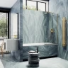 Шторка на ванну Maybah Glass MGV-154-3у 740x1400 в узком профиле Золото стекло прозрачное