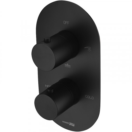 Смеситель для душа WasserKRAFT Elbе 7444 с термостатом Черный матовый латунь встраиваемый