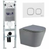 Комплект унитаза с инсталляцией WeltWasser AMBERG 350 ST + SALZBACH 043 MT-GR + AMBERG RD-WT 10000011565 цвет Серый матовый с сиденьем Микролифт и клавишей смыва цвет Белый