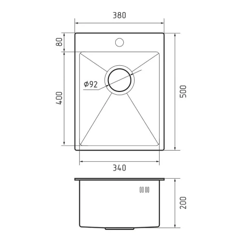Кухонная мойка Rivelato Rinox 38 3850 цвет Нержавеющая сталь
