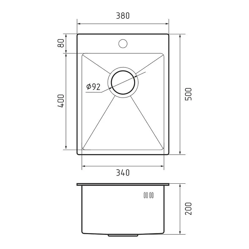 Кухонная мойка Rivelato Rinox 38 3850 цвет Нержавеющая сталь