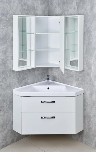 Зеркальный шкаф Aquaton Кантара 42 1A205702ANW70 угловой Дуб полярный МДФ / ЛДСП, стекло
