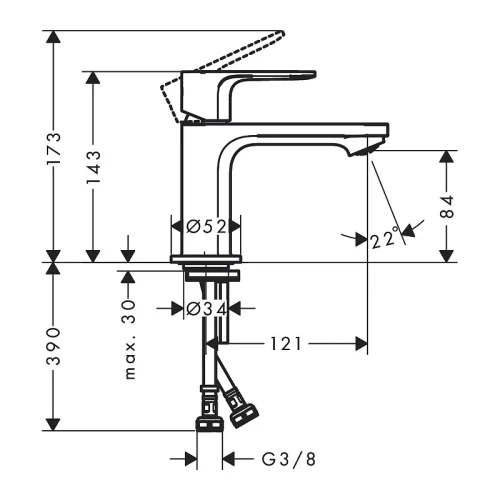 Смеситель для раковины Hansgrohe Rebris E 72554000