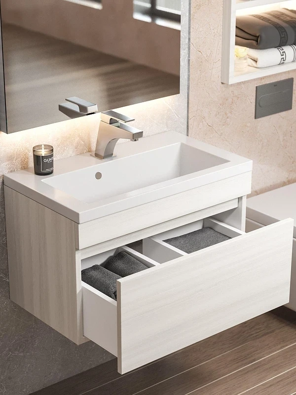 Тумба под раковину Uperwood Eva 60 3930213462 подвесная цвет Дуб Харбор белый