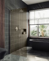 Душевая перегородка Maybah Glass MGD-678-5ш 1090x1950 в широком профиле Хром матовый стекло бронзовое