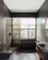 Душевая перегородка Maybah Glass MGD-678-5ш 1090x1950 в широком профиле Хром матовый стекло бронзовое