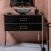 Тумба под раковину Boheme Armadi Art Monaco 100 867-100-BCR Черная Хром МДФ / ЛДСП