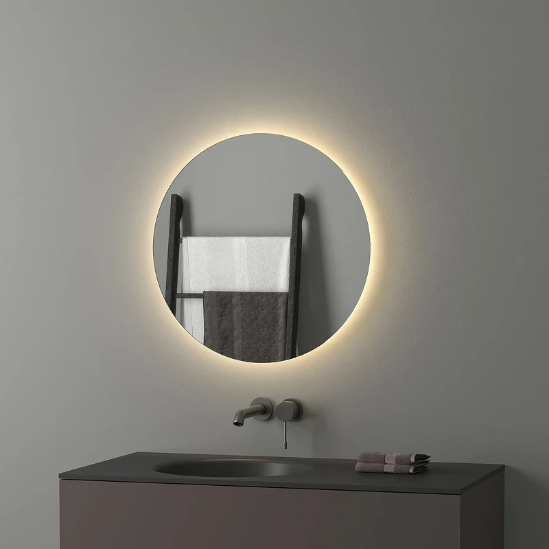 Зеркало Evoform Ledshine d60 BY 2553 с подсветкой 15 W - без выключателя - теплый белый свет стекло