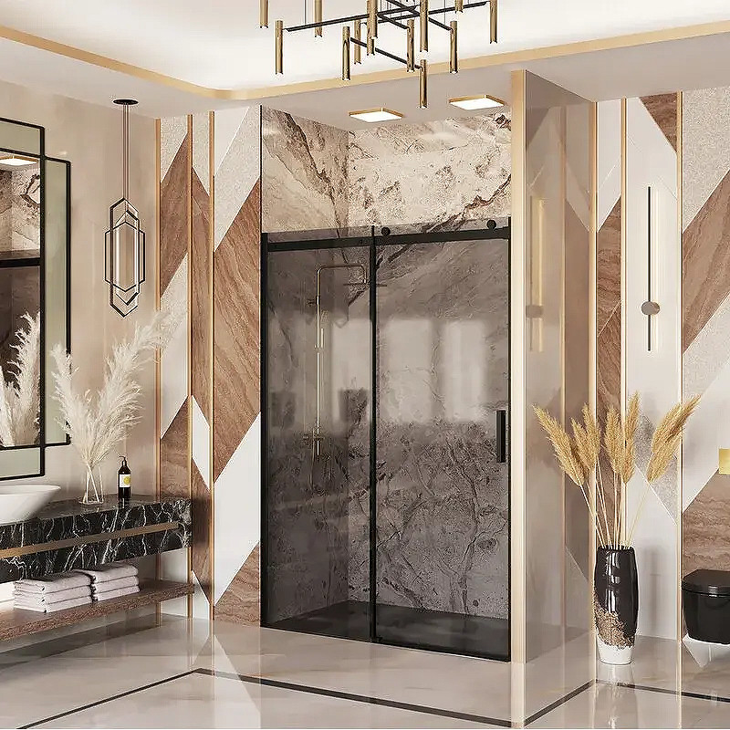 Душевая дверь Ambassador Benefit 140 19022203HBB профиль Черный cтекло тонированное