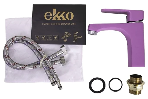Смеситель для раковины Ekko E10302 цвет Хром Фиолетовый