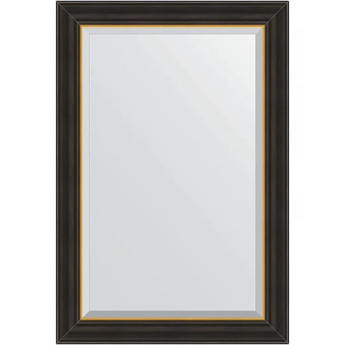 Зеркало Evoform Exclusive 94х64 BY 3925 с фацетом в багетной раме - Черное дерево с золотом 71 мм стекло