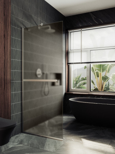 Душевая перегородка Maybah Glass MGD-734-5у 890x1950 в узком профиле Хром матовый стекло бронзовое матовое