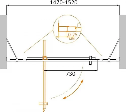 Душевая дверь Cezares Molveno 150 MOLVENO-BA-12-100+50-C-Cr-IV профиль цвет Хром стекло прозрачное