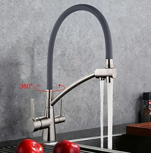 Смеситель для кухни Gappo G4398 Сатин Серый латунь