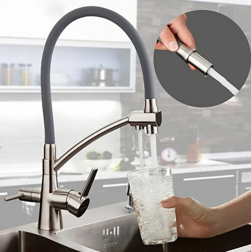 Смеситель для кухни Gappo G4398 Сатин Серый латунь