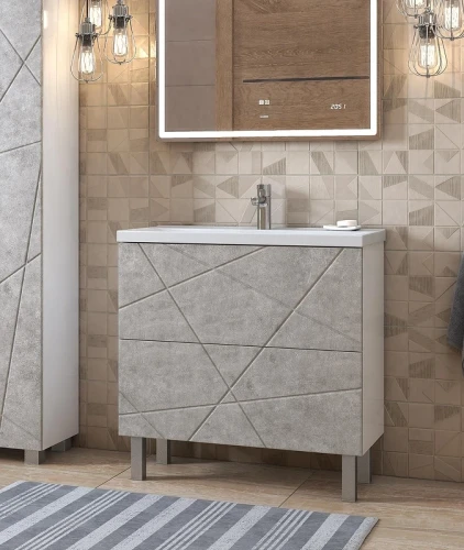 Тумба с раковиной Vigo Geometry 70 tn.bsf.GEO.COM.70.2Y бетон-com цвет Бетон Белый