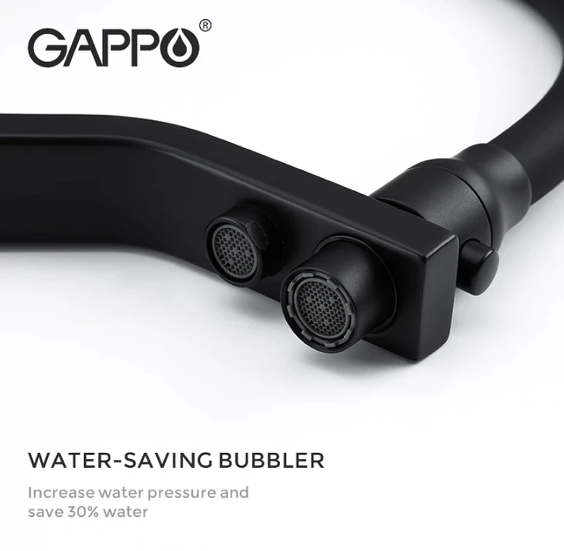 Смеситель для кухни Gappo G17-6 G4317-6 Черный матовый латунь