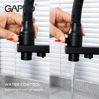 Смеситель для кухни Gappo G17-6 G4317-6 Черный матовый латунь