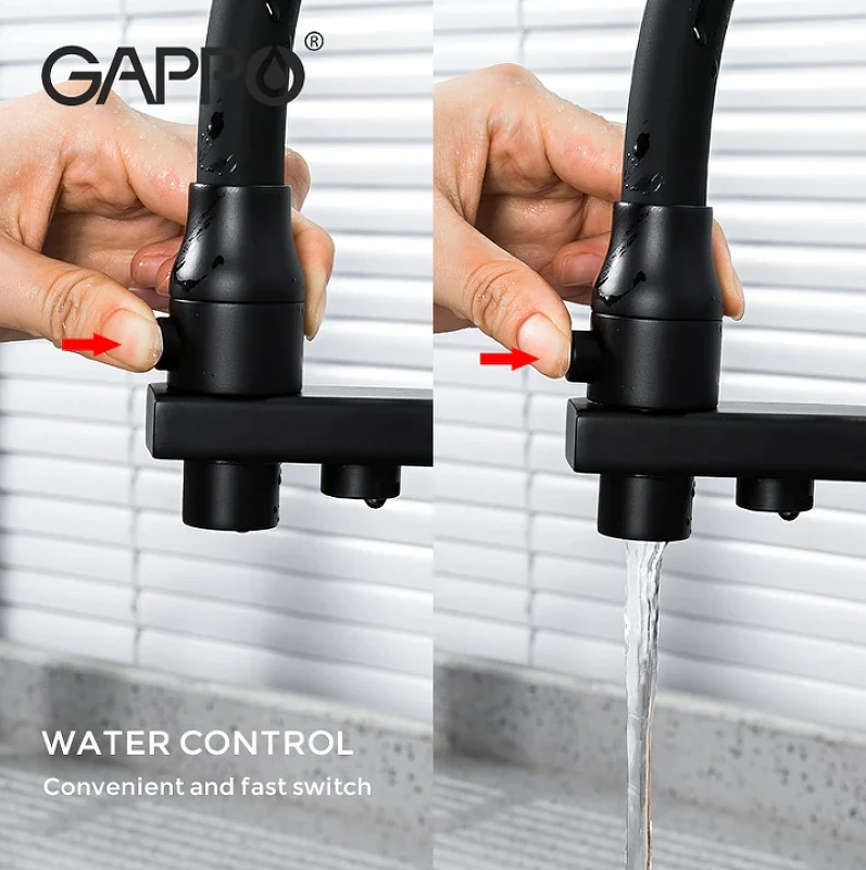 Смеситель для кухни Gappo G17-6 G4317-6 Черный матовый латунь