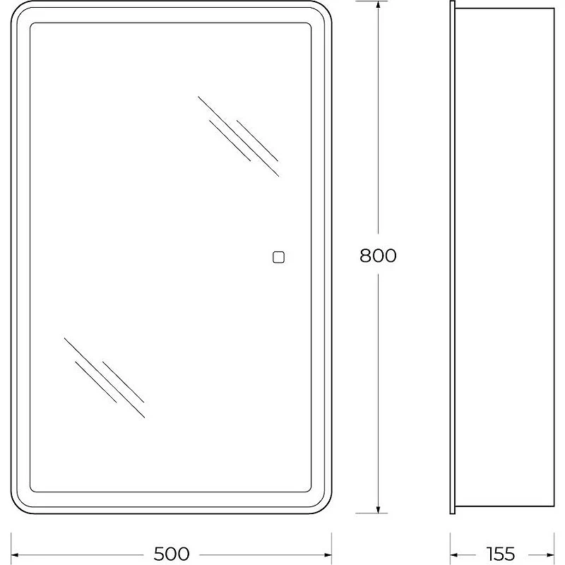 Зеркальный шкаф BelBagno Marino 50 SPC-MAR-500/800-1A-LED-TCH с подсветкой Белый МДФ / ЛДСП, стекло