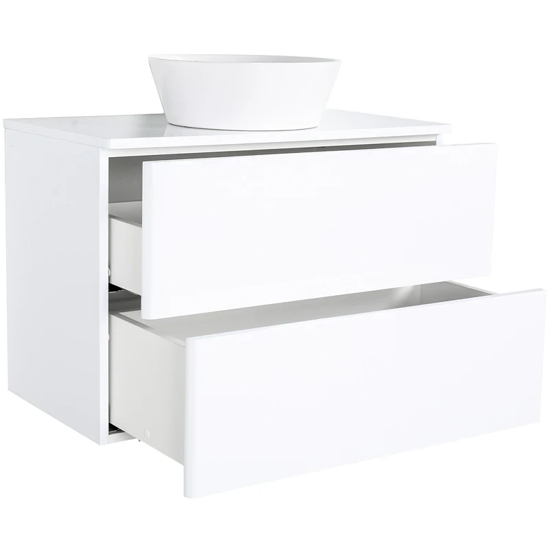 Тумба с раковиной Orange Otto 75 Ot-75TuMDF+B08-360W подвесная Белый глянец МДФ / ЛДСП