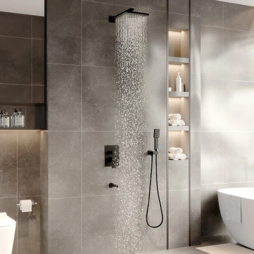 Душевая система Berges Nardis 3S Black 071006 Черная матовая латунь встраиваемый
