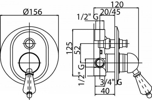 Смеситель для душа Cezares Elite ELITE-VDIM-01-Bi Хром латунь встраиваемый