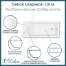 Ванна из искусственного камня Delice Diapason Ultra 170х75 DLR330050RB-G с узким бортом цвет Белый глянцевый с черными ручками