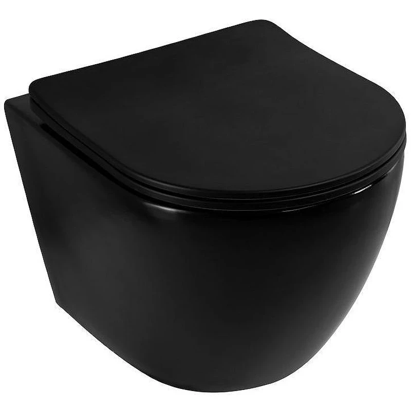 Унитаз Art&Max Ovale AM011CHR-MB/SC подвесной Черный матовый с сиденьем Микролифт