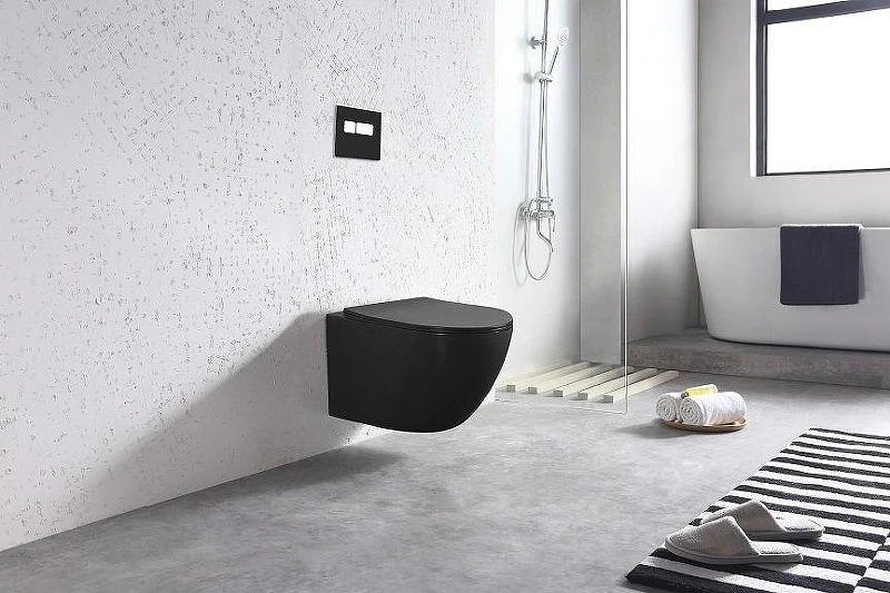 Унитаз Art&Max Ovale AM011CHR-MB/SC подвесной Черный матовый с сиденьем Микролифт