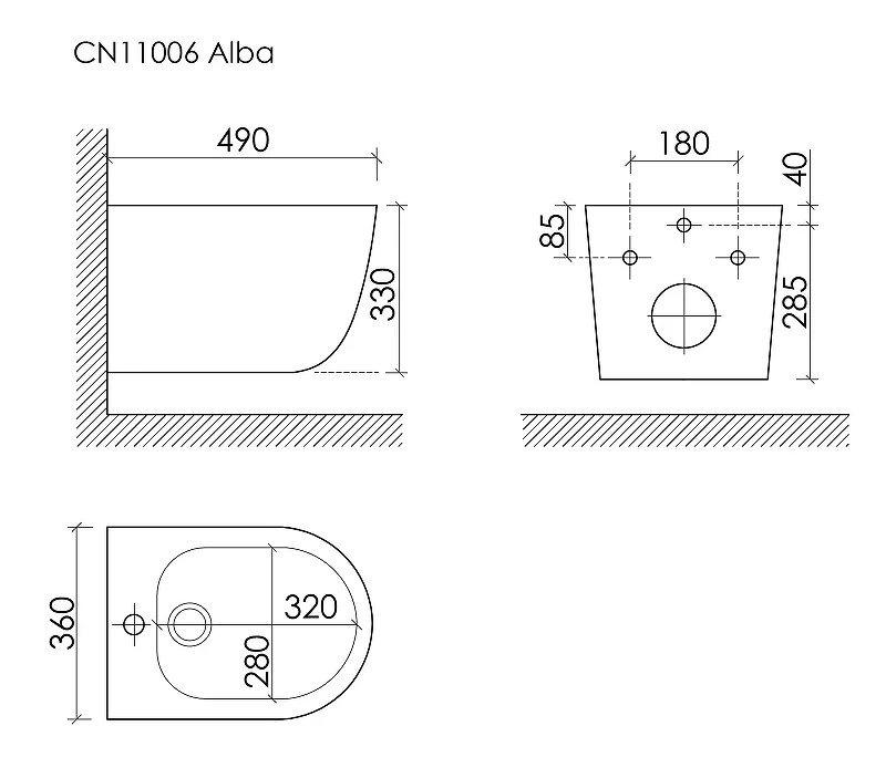 Биде Ceramicanova Альба (Alba) CN11006 подвесное цвет Белый