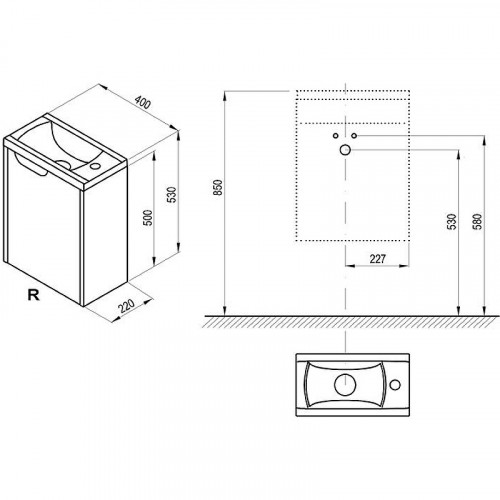 Тумба под раковину Ravak SD Classic 40 R X000001486 подвесная Белая глянцевая МДФ / ЛДСП