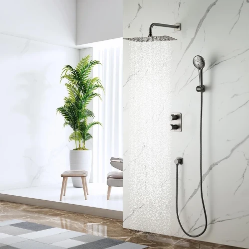 Душевая система Lemark Bronx LM3749GM c термостатом цвет Графит